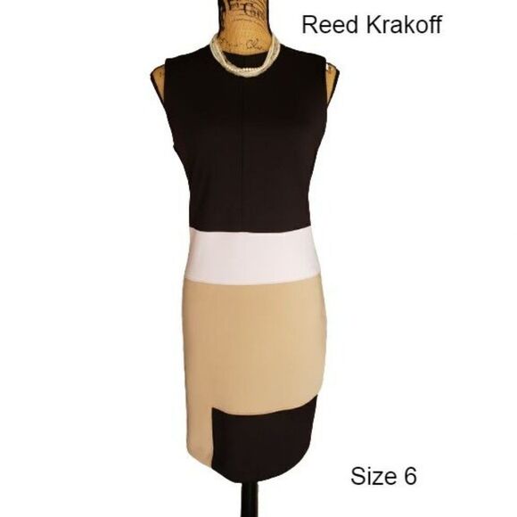 Women's Sleeveless Sheath Dress Size 6 Colorblocked Midi Designer NWOT - Picture 1 of 7
